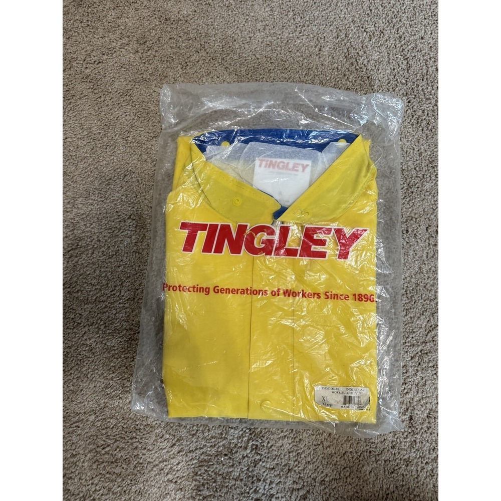 Tingley Industrial 3 Pc Work Suit Jacket Pants Hood Size XL Yellow New